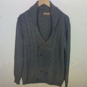 Men's Gray Double-Breasted Sweater